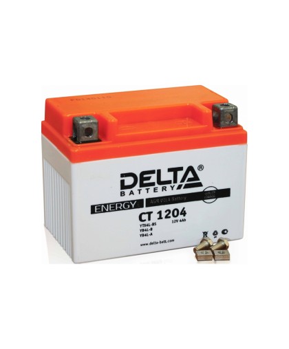 Аккумулятор 12В 4Ач DELTA CT1204 (YT4L-BS) (кислотный, герметичный) (обр.полярн) (113*69*87мм)