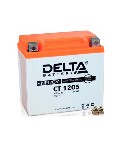 Аккумулятор 12В 5Ач DELTA CT1205 (YTX5L-BS) (кислотный, герметичный) (обр.полярн) (114*69*106мм)
