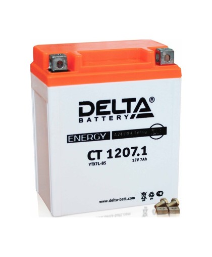 Аккумулятор 12В 7Ач DELTA CT1207.1 (YTX7L-BS) (кислотный, герметичный) (обрат полярн) (114*69*132мм)