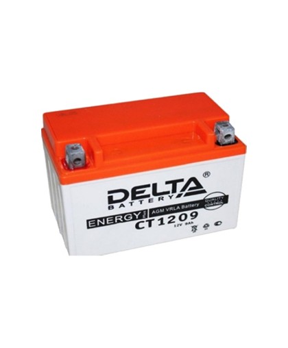 Аккумулятор 12В 9Ач DELTA CT1209 (YTX9-BS), кислотный, герметичный, прямая полярность
