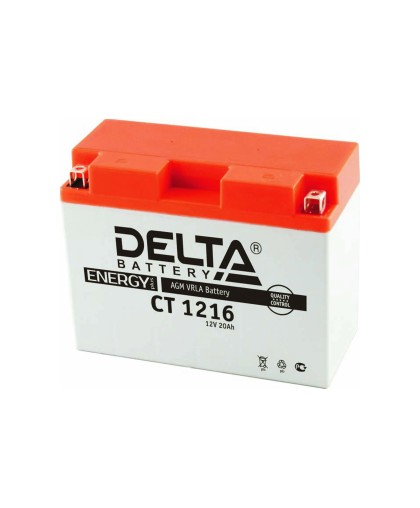 Аккумулятор 12В16Ач DELTA CT1216 (YB16AL-A2) (кислотный, герметичный) (обратн полярн) (205*70*163мм)