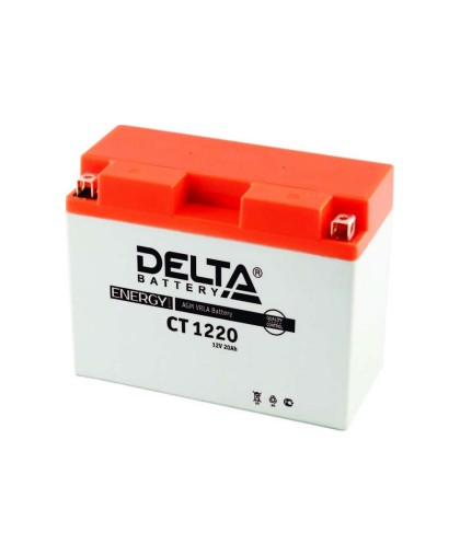 Аккумулятор 12В20Ач DELTA CT1220 (Y50-N18L-A3) (кислотн, герметичный) (обратн полярн) (205*89*163мм) (ArcticCat, Brp-Sci-Doo, Kawasaki, Polaris750, Yamaha340,540,600,700)